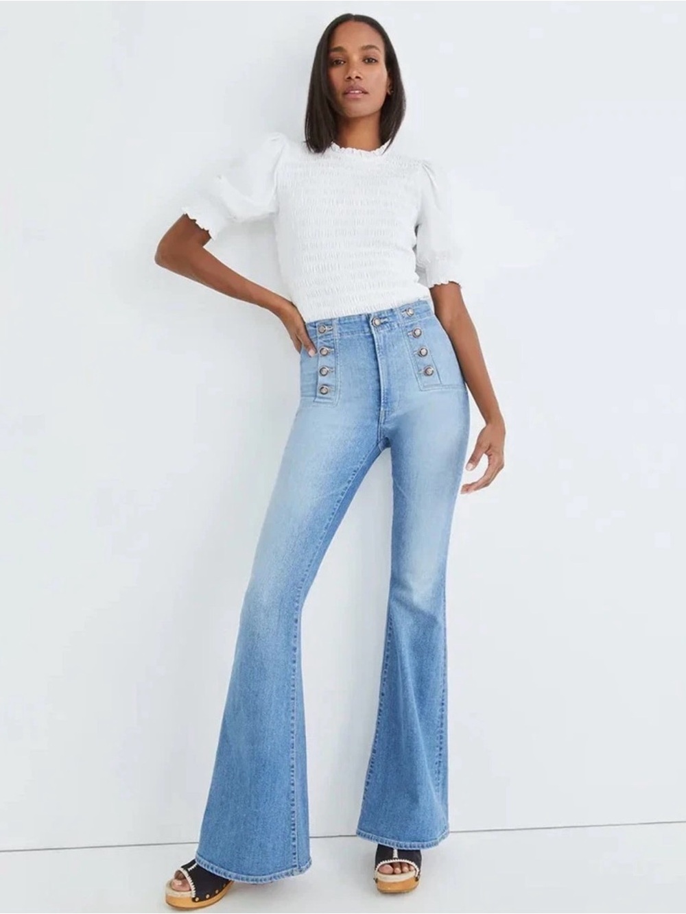 Veronica Beard Sheridan Jeans Flare Leg High Waist Sz 27 Blue Stretch Denim